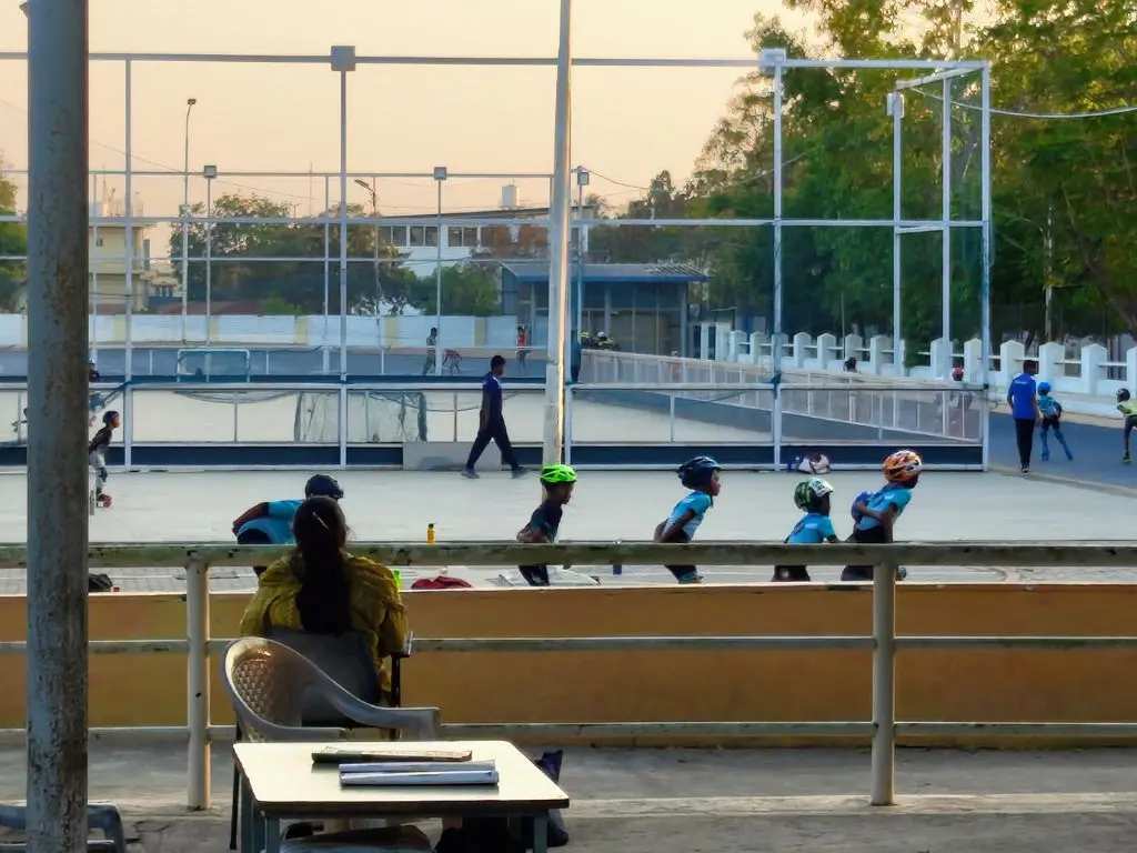 Children skating at VOC Park Coimbatore skating rink