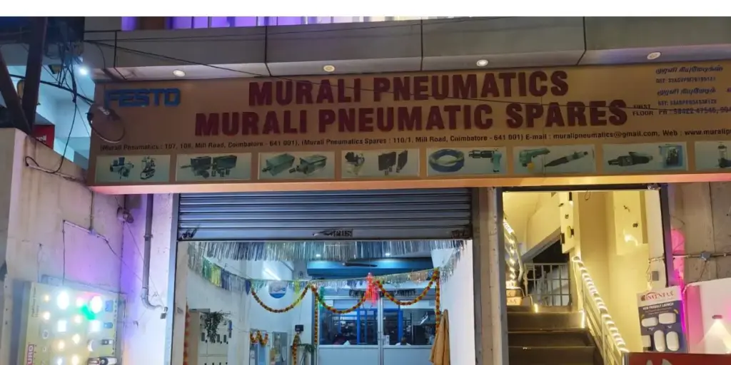 Murali Pneumatics Coimbatore storefront, authorized FESTO pneumatic products dealer and industrial spares supplier