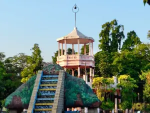 VOC Park Coimbatore entrance gazebo near Gandhipuram with scenic greenery